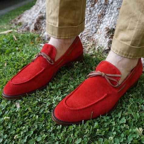 red suede loafers men